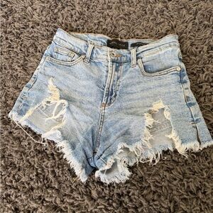 Kendall & Kylie Frayed Light Blue Jean Shorts